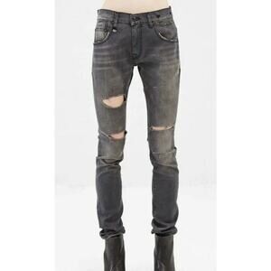 R13 SKINNY JEANS IN GREY MARBLE SZ 25 Distressed R13WM0002-90 (K